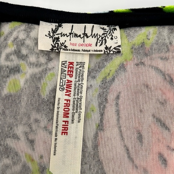 Free People Black Velvet Slouchy Floral Bodysuit Keyhole Amor Whimsigoth Large - Picture 11 of 11